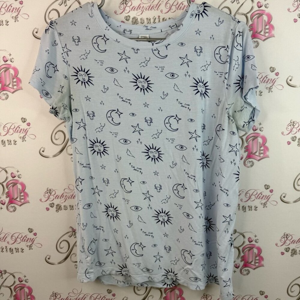 Twik T-shirt tee horoscopes sun moon constellation sky Blue Celestial Graphic